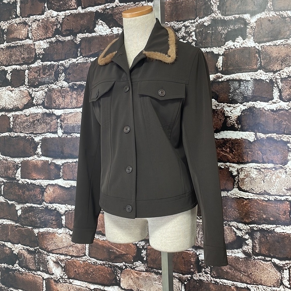 NAPOLEONE Jacket Lightweight Coat Italy Fur Trim Size IT42 US 6 - Picture 10 of 14